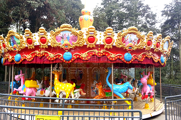 24 seats zoo fiberglass carousel horse for sale