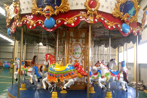 Dinis hot selling and cheap standing fiberglass carousel horse