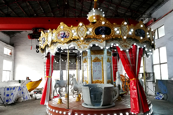 High quality kids 9 horses carousel is available in Dinis factory